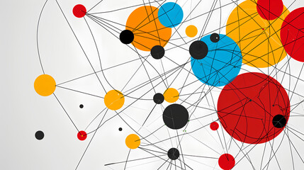 a minimalistic image that represents energetic team collaboration through intersecting lines and circles.