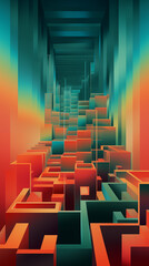Obraz premium Abstract Surreal Image Pattern Background, Impossible Geometric Shapes and Floating Staircases, Texture, Wallpaper, Background, Cell Phone Cover and Screen, Smartphone, Computer, Laptop, 9:16 Format -