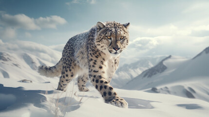 Obraz premium snow leopard cub