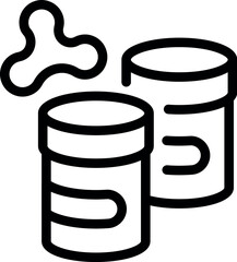 Black and white line art illustration of two paint cans with a splash of paint on top