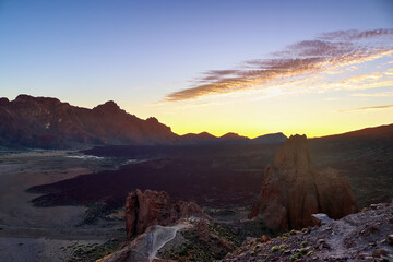 The majestic Roques de Garcia rocks on Tenerife on a beautiful sunny day.
