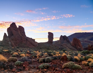 The majestic Roques de Garcia rocks on Tenerife on a beautiful sunny day.