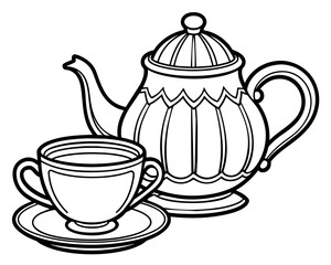 Teapot and cup vector
