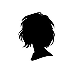 Woman head silhouette, face profile, vignette. Hand drawn illustration, isolated on white background. Design for invitation, greeting card, vintage style