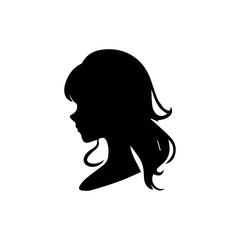 Woman head silhouette, face profile, vignette. Hand drawn illustration, isolated on white background. Design for invitation, greeting card, vintage style