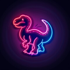 Obraz premium Art illustration of an dinosaur mascot in vivid neon colors