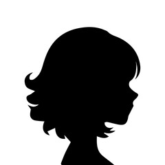 Woman head silhouette, face profile, vignette. Hand drawn illustration, isolated on white background. Design for invitation, greeting card, vintage style