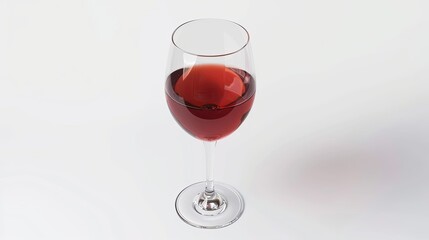 Red wine in a glass isolated on white background - realistic photo image - with clip path