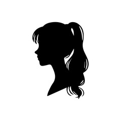 Woman head silhouette, face profile, vignette. Hand drawn illustration, isolated on white background. Design for invitation, greeting card, vintage style