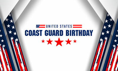 Coast Guard birthday.Design with american flag and patriotic stars, card, banner, background design