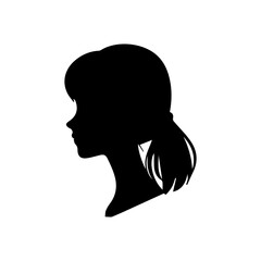 Woman head silhouette, face profile, vignette. Hand drawn illustration, isolated on white background. Design for invitation, greeting card, vintage style