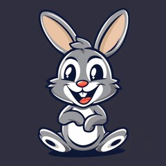 Obraz premium Positive and happy cartoon rabbit mascot, illustration of a cheerful character