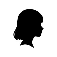 Woman head silhouette, face profile, vignette. Hand drawn illustration, isolated on white background. Design for invitation, greeting card, vintage style