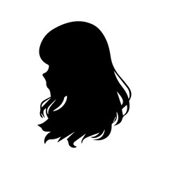 Woman head silhouette, face profile, vignette. Hand drawn illustration, isolated on white background. Design for invitation, greeting card, vintage style