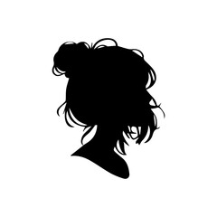 Woman head silhouette, face profile, vignette. Hand drawn illustration, isolated on white background. Design for invitation, greeting card, vintage style