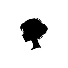 Woman head silhouette, face profile, vignette. Hand drawn illustration, isolated on white background. Design for invitation, greeting card, vintage style