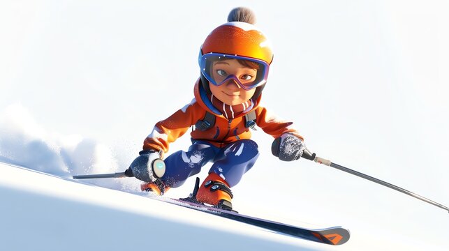 3D Cartoon of skier on the slope