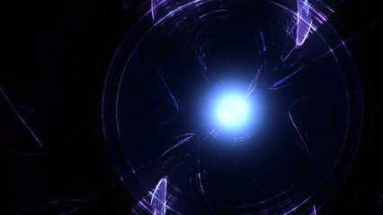 Futuristischer blauer Lichteffekt in hell leuchtender Energiestruktur. Geschwindigkeitseffekt. Abstrakte leuchtende Lichtlinien, bewegte Energiestrahlen, innovativ
