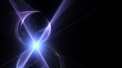 Futuristischer violetter Lichteffekt in hell leuchtender Energiestruktur. Geschwindigkeitseffekt. Abstrakte leuchtende Lichtlinien, bewegte Energiestrahlen, innovativ
