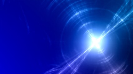 Futuristischer blauer Lichteffekt in hell leuchtender Energiestruktur. Geschwindigkeitseffekt. Abstrakte leuchtende Lichtlinien, bewegte Energiestrahlen, innovativ
