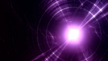 Futuristischer violetter Lichteffekt in hell leuchtender Energiestruktur. Geschwindigkeitseffekt. Abstrakte leuchtende Lichtlinien, bewegte Energiestrahlen, innovativ
