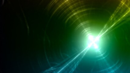 Futuristischer grüner Lichteffekt in hell leuchtender Energiestruktur. Geschwindigkeitseffekt. Abstrakte leuchtende Lichtlinien, bewegte Energiestrahlen, innovativ
