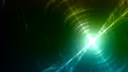 Futuristischer grüner Lichteffekt in hell leuchtender Energiestruktur. Geschwindigkeitseffekt. Abstrakte leuchtende Lichtlinien, bewegte Energiestrahlen, innovativ
