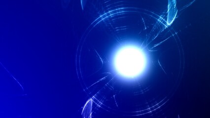 Futuristischer blauer Lichteffekt in hell leuchtender Energiestruktur. Geschwindigkeitseffekt. Abstrakte leuchtende Lichtlinien, bewegte Energiestrahlen, innovativ
