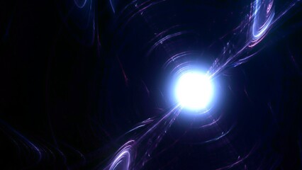 Futuristischer blauer Lichteffekt in hell leuchtender Energiestruktur. Geschwindigkeitseffekt. Abstrakte leuchtende Lichtlinien, bewegte Energiestrahlen, innovativ
