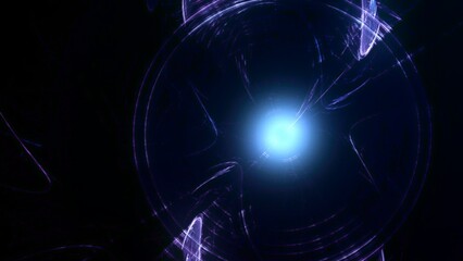 Futuristischer blauer Lichteffekt in hell leuchtender Energiestruktur. Geschwindigkeitseffekt. Abstrakte leuchtende Lichtlinien, bewegte Energiestrahlen, innovativ
