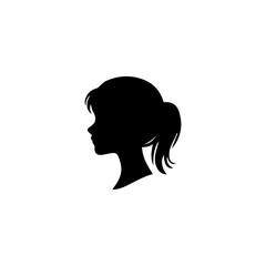 Woman head silhouette, face profile, vignette. Hand drawn illustration, isolated on white background. Design for invitation, greeting card, vintage style