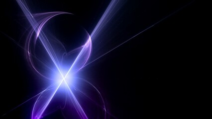 Futuristischer violetter Lichteffekt in hell leuchtender Energiestruktur. Geschwindigkeitseffekt. Abstrakte leuchtende Lichtlinien, bewegte Energiestrahlen, innovativ, Technologie, Wissenschaft