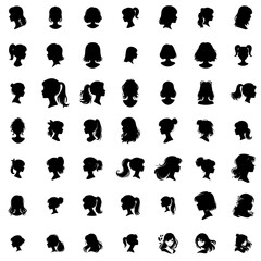 Woman head silhouette, face profile, vignette. Hand drawn illustration, isolated on white background. Design for invitation, greeting card, vintage style