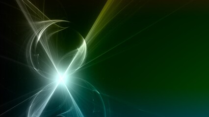 Futuristischer grüner Lichteffekt in hell leuchtender Energiestruktur. Geschwindigkeitseffekt. Abstrakte leuchtende Lichtlinien, bewegte Energiestrahlen, innovativ, Technologie, Wissenschaft