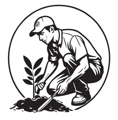 worker with shovel