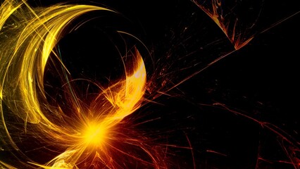 Futuristischer gold gelber Lichteffekt in hell leuchtender Energiestruktur. Geschwindigkeitseffekt....