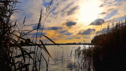 sunset over lake