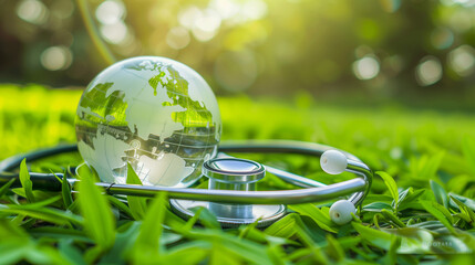 Butterfly on Glass Sphere in Forest