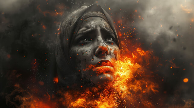 Beyond the Surface: Double Exposure Portrayal of Muslim Woman and Explosive Realities