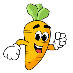 cartoon illustration of carrot, character, mascot and health icon.