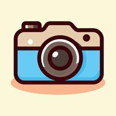 Digital analog camera illustration for summer season isolated background