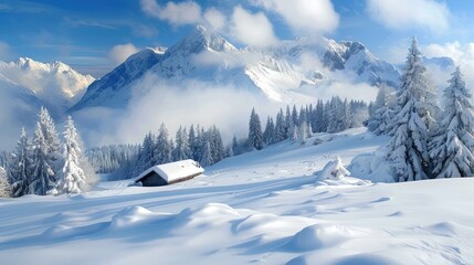 Fototapeta premium Scenic Snow Covered Mountains and Stunning Nature