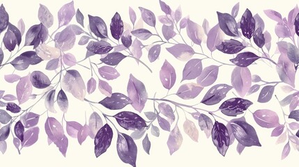 Purple foliage leaf border with gender neutral design Two tone whimsical pattern suitable for children s nursery wallpaper or Scandinavian print