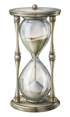 Vintage Hourglass with Flowing Sand. PNG transparent image, AI generative
