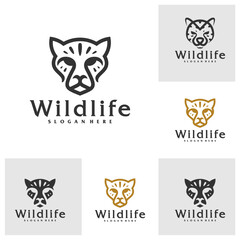 Set of Cheetah logo vector template, Creative Cheetah head logo design concepts