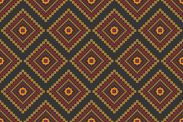 Abstract ethnic seamless pattern in tribal.Ikat textile texture in native American,Mexican,African, mediterranean style.Aztec geometric fabric folk art background.Beautiful boho design for print decor