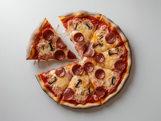 Cut Slice pizza isolated on white background