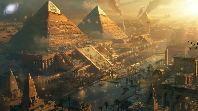ancient egypt wallpaper. Virtual 4K video animation background with looping time lapse with very smooth graphics.