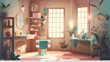 Beauty salon in paper art vector image
