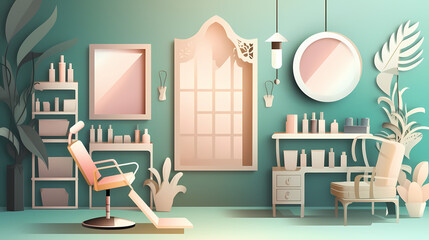 Beauty salon in paper art vector image